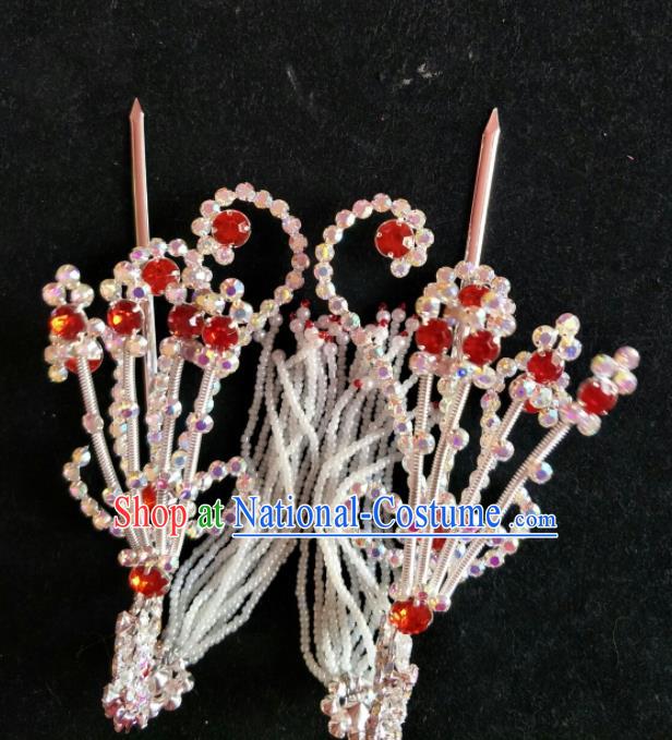 Chinese Peking Opera Actress Hair Jewelries Ancient Empress Phoenix Hairpins Traditional Beijing Opera Diva Headpiece