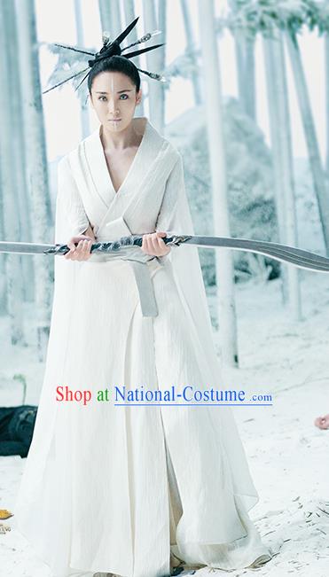 Chinese Ancient Snow Lady White Dress Fantasy Film The Yinyang Master Yokime Replica Costume