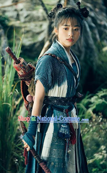 Chinese Film The Yinyang Master Swordswoman Shen Yue Costume Ancient Servant Girl Clothing