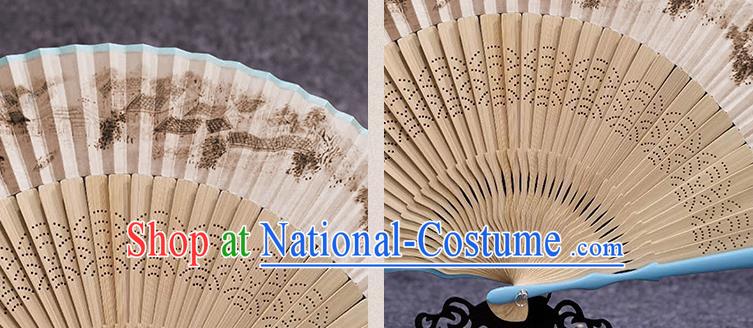 Chinese Handmade Silk Fan Traditional Folding Fans Painting Landscape Fan