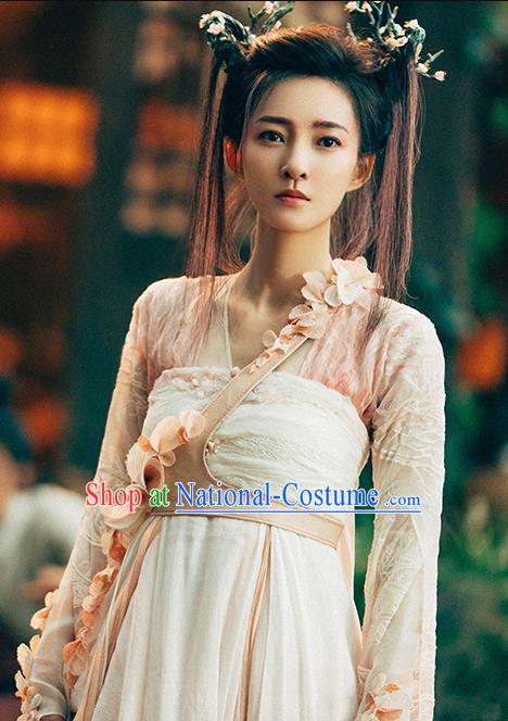 Chinese Ancient Peach Blossom Banshee Dress Clothing Film The Yinyang Master Fairy Tao Hua Costume