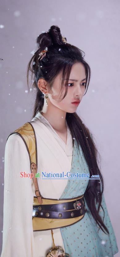 Chinese Ancient Swordswoman Clothing Traditional Young Heroine Dress Wu Xia TV Series Heros Wen Rou Costume