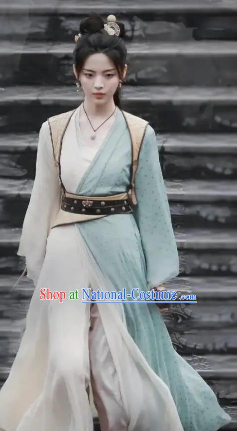 Chinese Ancient Swordswoman Clothing Traditional Young Heroine Dress Wu Xia TV Series Heros Wen Rou Costume