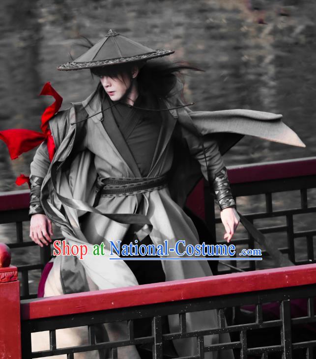 Chinese Wuxia TV Series Heros Bai Chou Fei Costume Ancient Swordsman Black Clothing Traditional knight Errant Garments