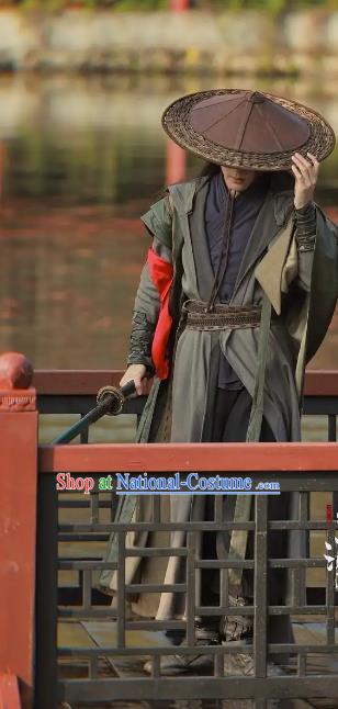 Chinese Wuxia TV Series Heros Bai Chou Fei Costume Ancient Swordsman Black Clothing Traditional knight Errant Garments