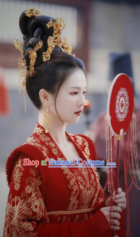 One and Only Chinese Ancient Bride Clothing Traditional Wedding Garments TV Series Prince Princess Cui Shi Yi Red Dress Costume