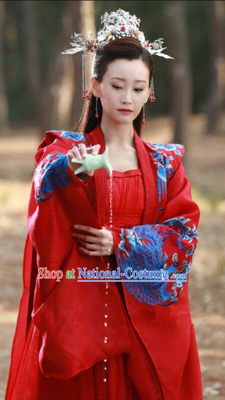 Chinese Ancient Imperial Consort Embroidered Red Dress Ancient Wedding Clothing TV Series The Legends Shen Qianjin Costume