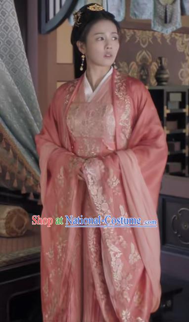 Chinese One and Only TV Series Cui Shi Yi Pink Dress Ancient Crown Princess Clothing Traditional Noble Lady Garment Costume