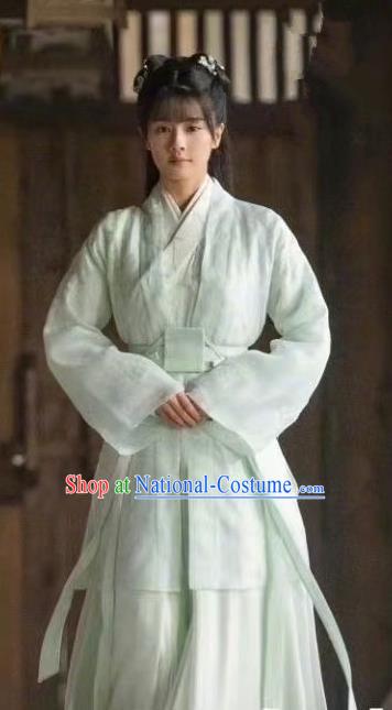 Chinese Ancient Noble Lady Clothing Traditional Princess Garment Costume One and Only TV Series Cui Shi Yi Aqua Dress