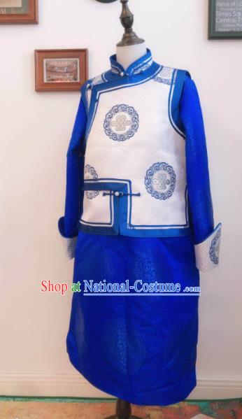 Chinese Mongolian Festival Clothing Ethnic Folk Dance Apparel Mongol Nationality Children Garment Costume