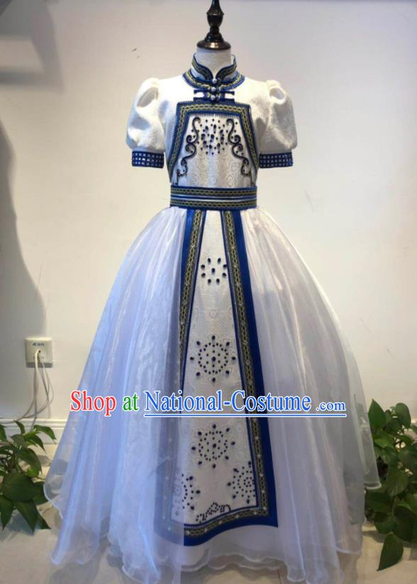 Chinese Mongol Nationality Garment Costume Mongolian Folk Dance Clothing Ethnic Festival Girl Dress