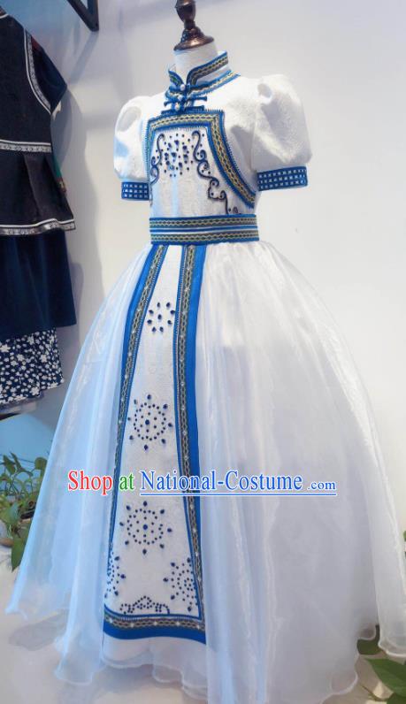 Chinese Mongol Nationality Garment Costume Mongolian Folk Dance Clothing Ethnic Festival Girl Dress