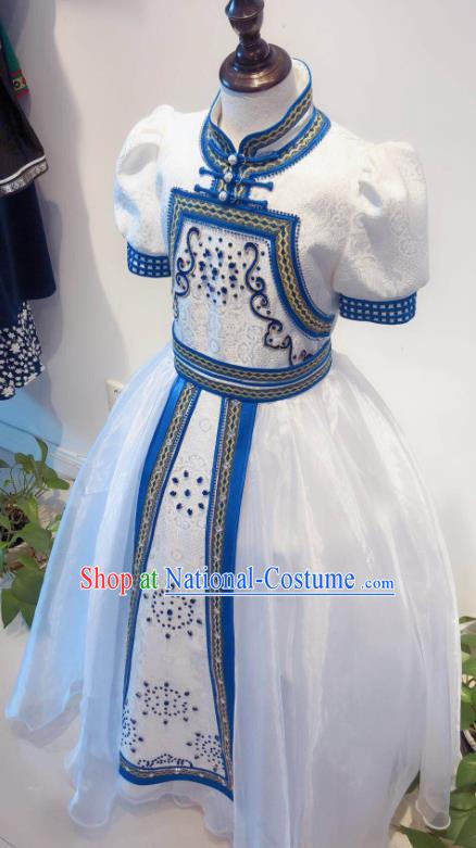 Chinese Mongol Nationality Garment Costume Mongolian Folk Dance Clothing Ethnic Festival Girl Dress