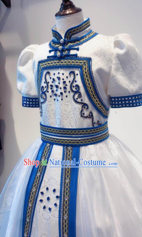 Chinese Mongol Nationality Garment Costume Mongolian Folk Dance Clothing Ethnic Festival Girl Dress