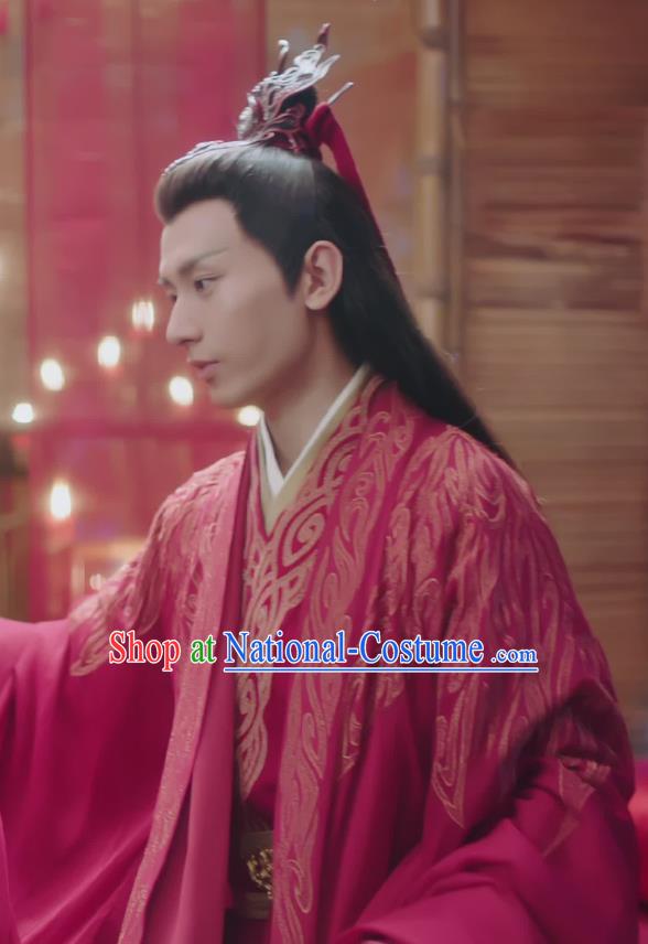 Chinese TV Series Love and Redemption Yu Si Feng Red Dresses Ancient Groom Clothing Traditional Wedding Garment Costumes