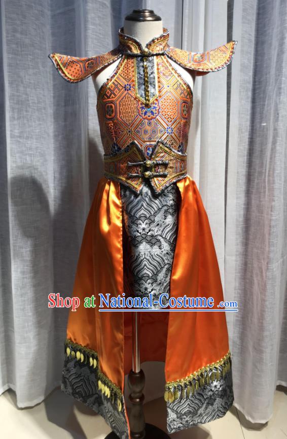 Chinese Mongolian Festival Dance Clothing Ethnic Costumes Mongol Nationality Girl Dress Garment