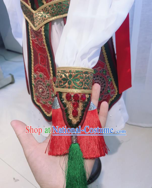 Chinese Mongolian Festival Performance Clothing Ethnic Girl Costume Mongol Nationality Performance Dress Garment and Hat