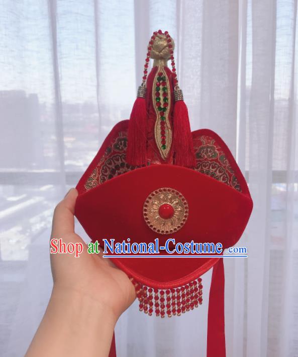 Chinese Mongolian Festival Performance Clothing Ethnic Girl Costume Mongol Nationality Performance Dress Garment and Hat