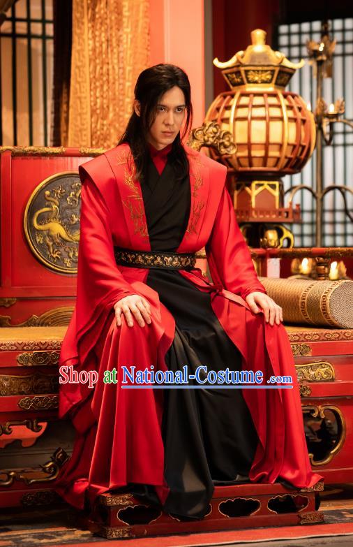 Chinese Traditional Swordsman Garments Ancient Kung Fu Master Costume Wuxia TV Series Heroes Su Mengzhen Red Clothing