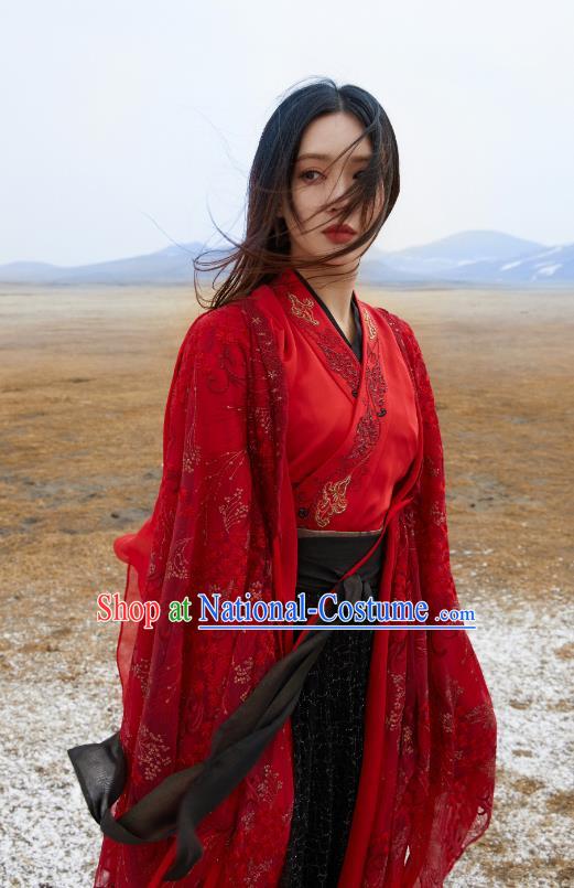 Chinese Wuxia TV Series Heroes Lei Chun Clothing Traditional Wedding Dress Ancient Noble Lady Red Costume