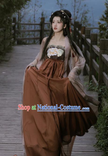 Chinese Tang Dynasty Princess Garment Costumes Traditional Hanfu Dress Ancient Court Beauty Clothing