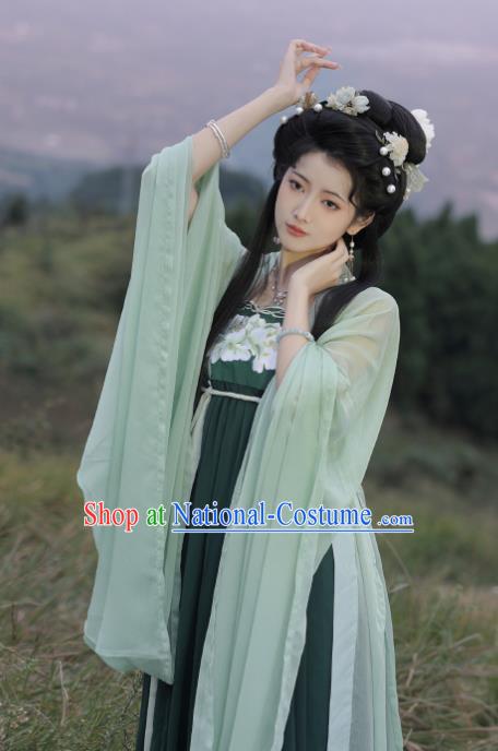 Chinese Ancient Court Beauty Clothing Tang Dynasty Princess Garment Costumes Traditional Green Hanfu Dress