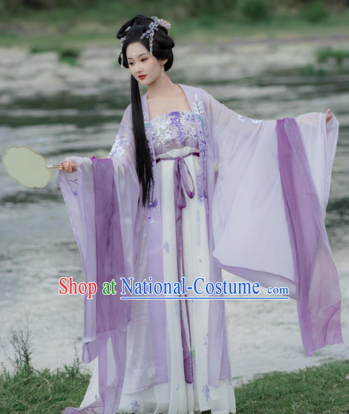 Chinese Traditional Purple Hanfu Dress Ancient Imperial Consort Clothing Song Dynasty Princess Garment Costumes