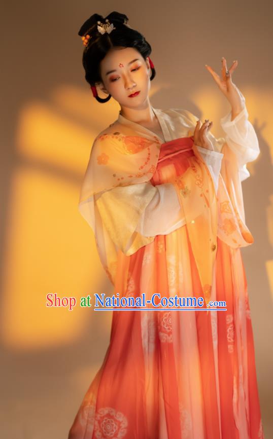 Chinese Tang Dynasty Royal Princess Garment Costumes Traditional Hanfu Dresses Ancient Court Beauty Clothing