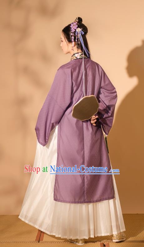 Chinese Ancient Noble Beauty Clothing Song Dynasty Young Woman Garment Costumes Traditional Purple Hanfu Dresses