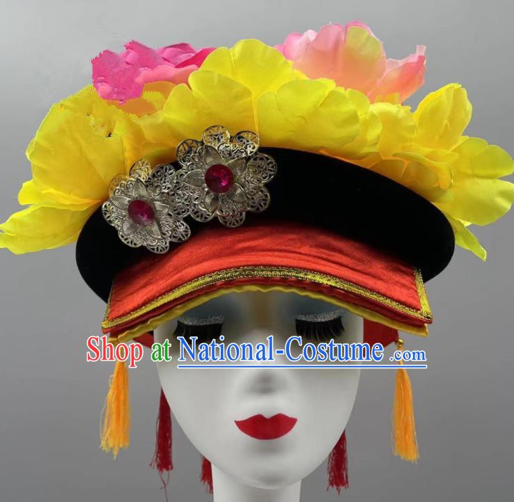 Chinese Yi Nationality Dance Headdress Ethnic Stage Performance Hat Liangshan Yi Ethnic Women Headwear