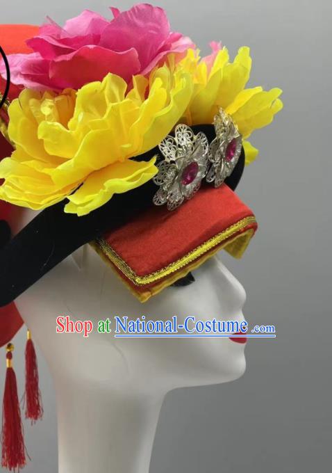 Chinese Yi Nationality Dance Headdress Ethnic Stage Performance Hat Liangshan Yi Ethnic Women Headwear