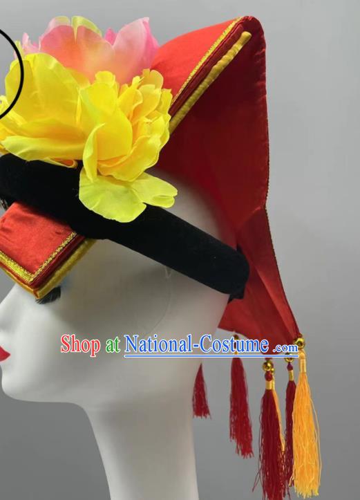 Chinese Yi Nationality Dance Headdress Ethnic Stage Performance Hat Liangshan Yi Ethnic Women Headwear