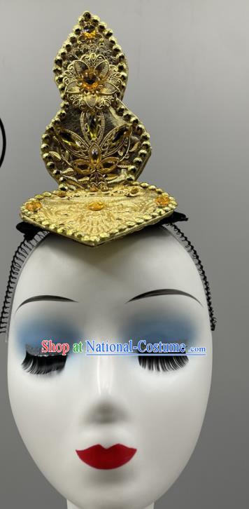 China Classical Dance Hair Jewelry Dunhuang Flying Apsaras Dance Wig Headpiece Women Group Stage Performance Headwear