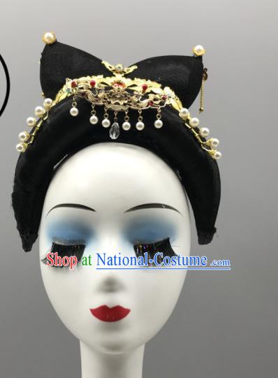 China Women Group Stage Performance Headdress Classical Dance Wig and Hair Jewelries Ancient Beauty Dance Headpieces