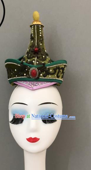 Chinese Ethnic Stage Performance Hat Mongol Minority Dance Headwear Mongolian Nationality Woman Headdress