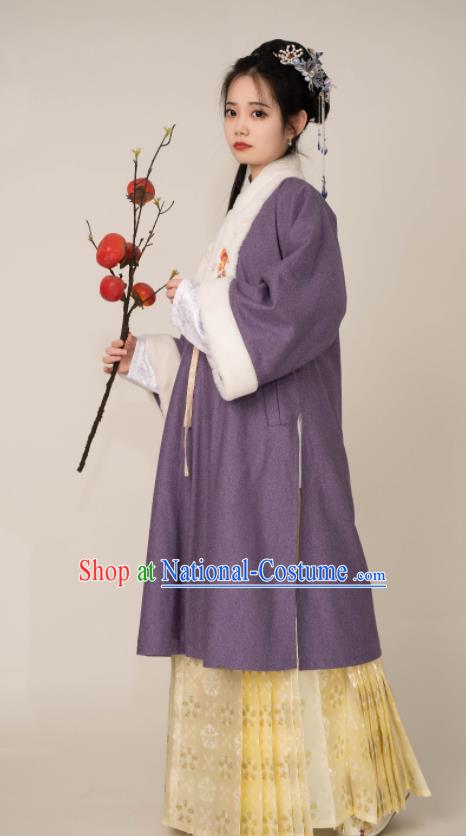 Chinese Ming Dynasty Noble Woman Costumes Ancient Young Beauty Clothing Traditional Hanfu Garments Complete Set