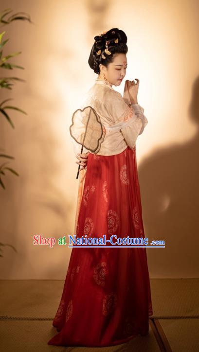 Chinese Traditional Hanfu Dresses Tang Dynasty Court Woman Costumes Ancient Goddess Clothing