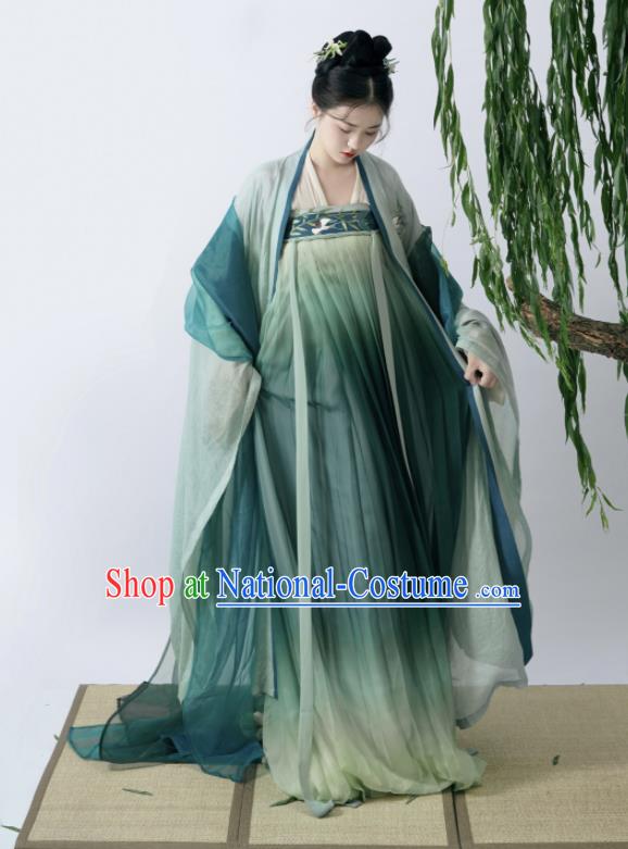 Chinese Traditional Green Hanfu Dress Tang Dynasty Young Lady Costumes Ancient Princess Clothing