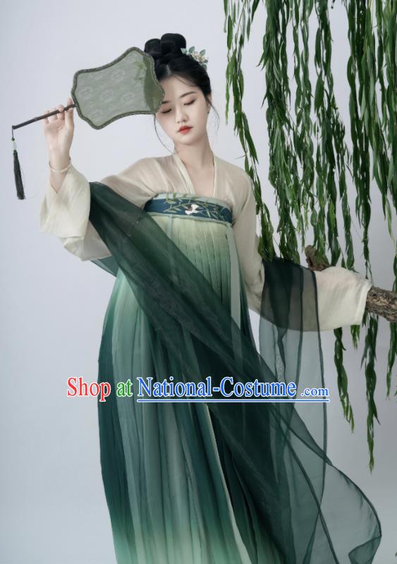 Chinese Traditional Green Hanfu Dress Tang Dynasty Young Lady Costumes Ancient Princess Clothing