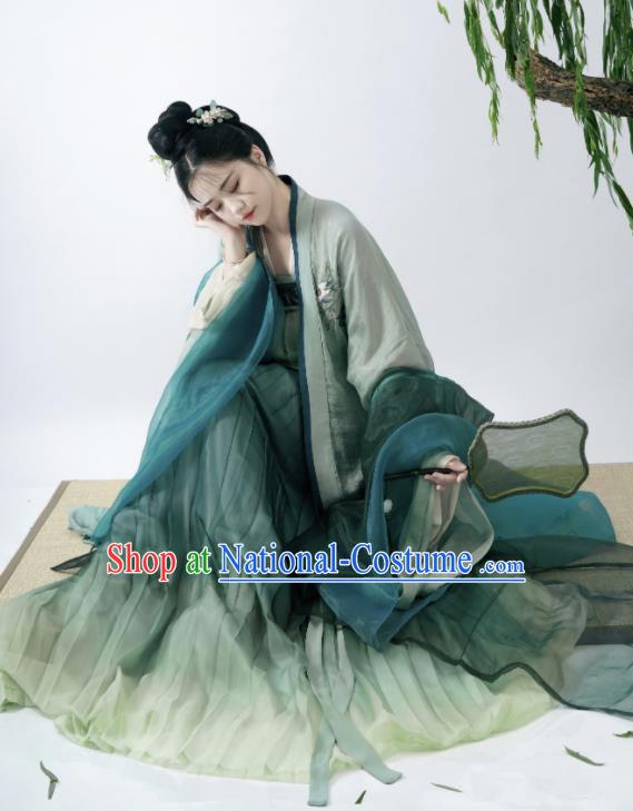 Chinese Traditional Green Hanfu Dress Tang Dynasty Young Lady Costumes Ancient Princess Clothing