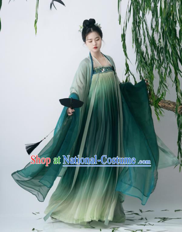 Chinese Traditional Green Hanfu Dress Tang Dynasty Young Lady Costumes Ancient Princess Clothing