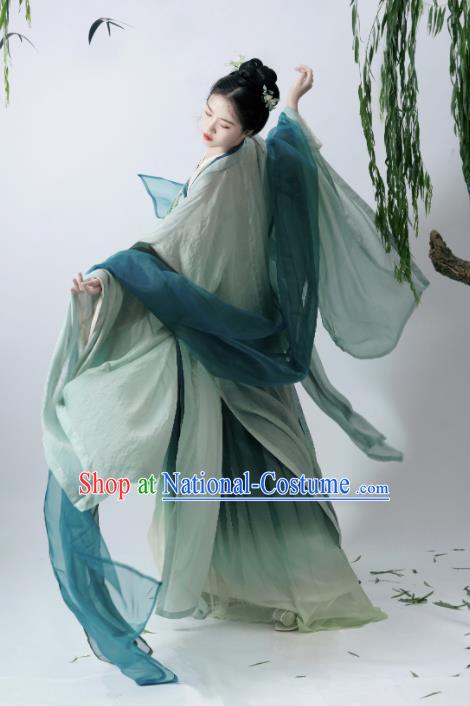 Chinese Traditional Green Hanfu Dress Tang Dynasty Young Lady Costumes Ancient Princess Clothing