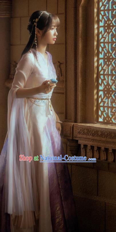 Chinese Goddess Dress Clothing Drama Love Between Fairy and Devil Xiao Lan Hua Garments Ancient Fairy Lilac Costumes