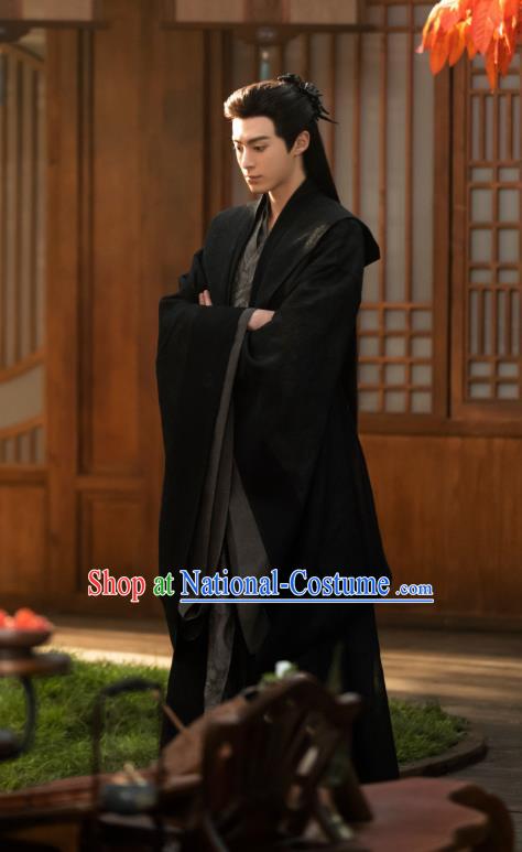 Love Between Fairy and Devil Chinese Ancient Demon King Costumes Swordsman Black Clothing Young Lord Dongfang Qingcang Garments