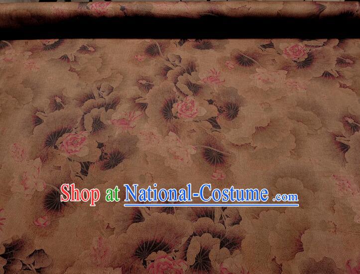 Asian Brown Silk Material Chinese Traditional Peony Pattern Design Gambiered Guangdong Gauze Fabric