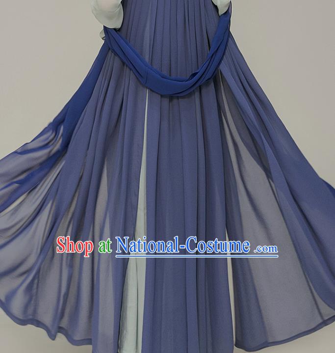 Chinese Ancient Court Lady Clothing Tang Dynasty Blue Hanfu Dress Traditional Princess Garment Costumes