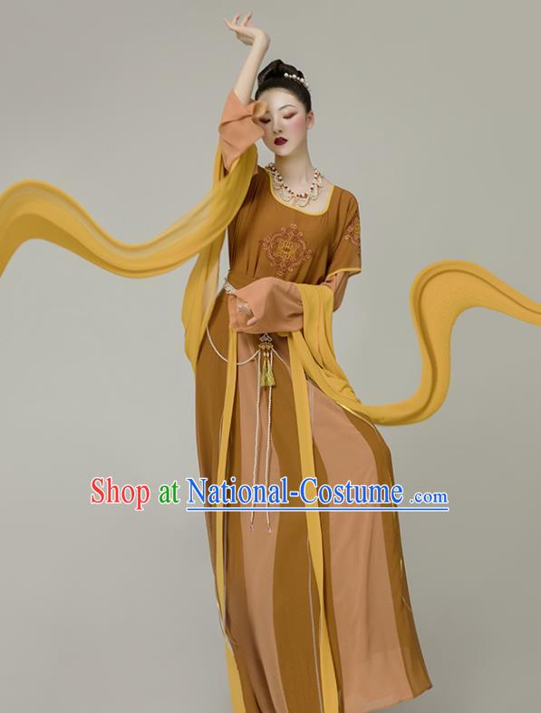 Chinese Tang Dynasty Hanfu Dress Classical Dunhuang Flying Apsaras Dance Garment Costumes Ancient Goddess Clothing