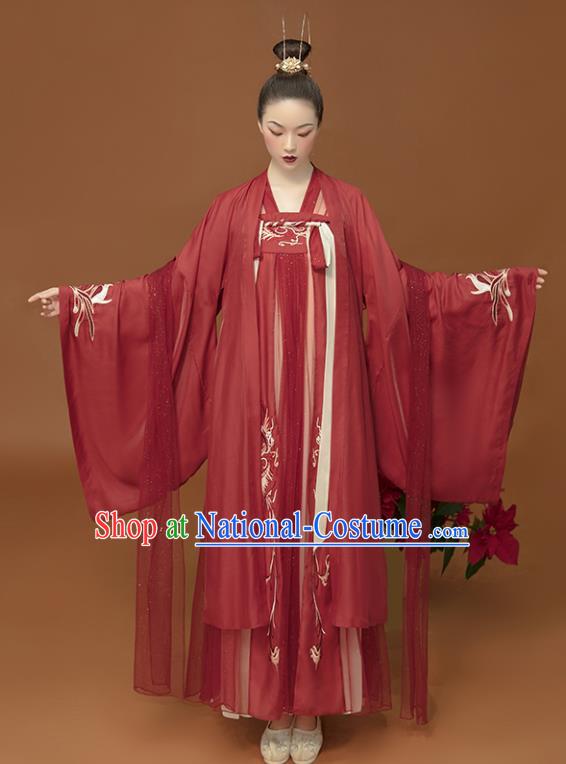 Chinese Ancient Royal Princess Clothing Tang Dynasty Red Hanfu Dress Traditional Wedding Garment Costumes