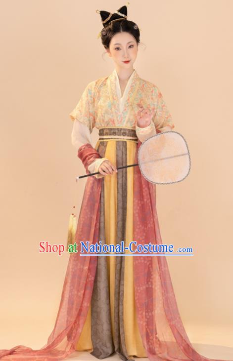 Chinese Tang Dynasty Palace Beauty Garment Costumes Ancient Fairy Clothing Traditional Hanfu Dresses