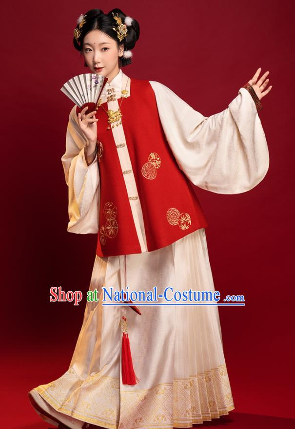 Chinese Traditional New Year Hanfu Dresses Ming Dynasty Young Woman Garment Costumes Ancient Noble Lady Clothing